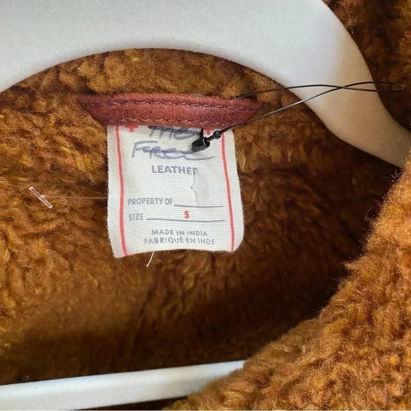 New Free People Maverick Shearling Jacket Moto Leather We The Free Brown - Picture 15 of 17